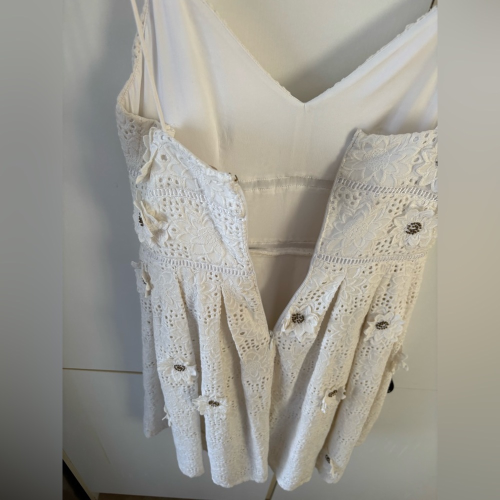 Michael Kors White Eyelet Mini Dress Bridal Cottagecore Romantic Wedding Guest 0 - Picture 8 of 15